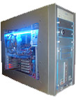 Silver half transparent with blue lights computer case